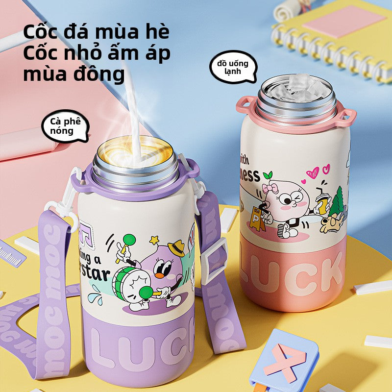 Bình giữ nhiệt trẻ em đi học bình uống nước cho học sinh tiểu học  mới giá trị màu sắc cao thép
