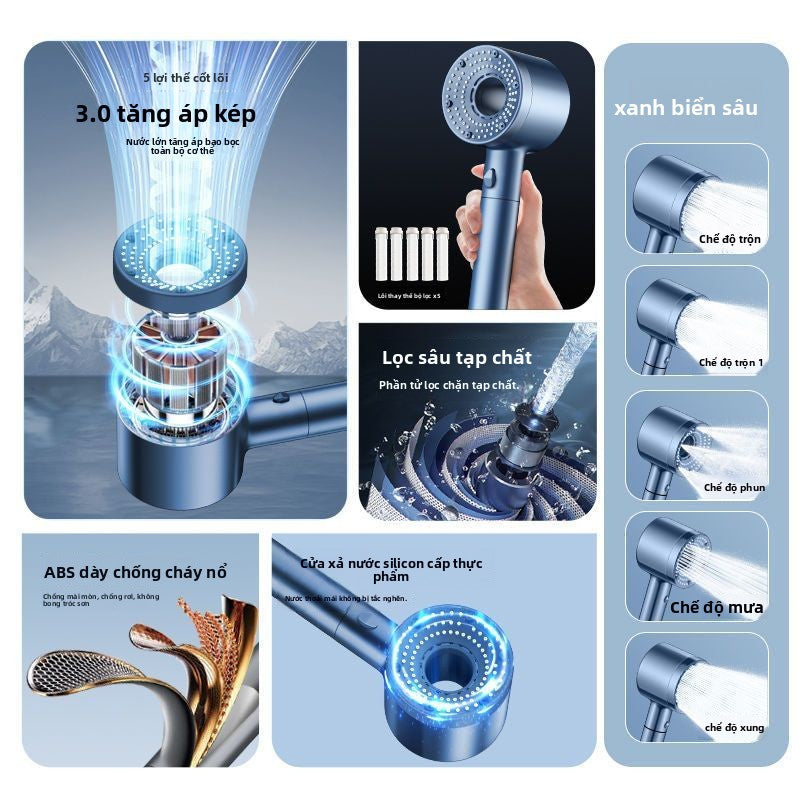 Vòi hoa sen tăng áp kèm với bộ lọc nước
