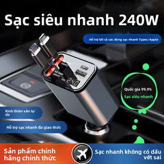 Bộ sạc xe sạc siêu nhanh 120W 4 trong 1 đi kèm với dây Android Apple có th