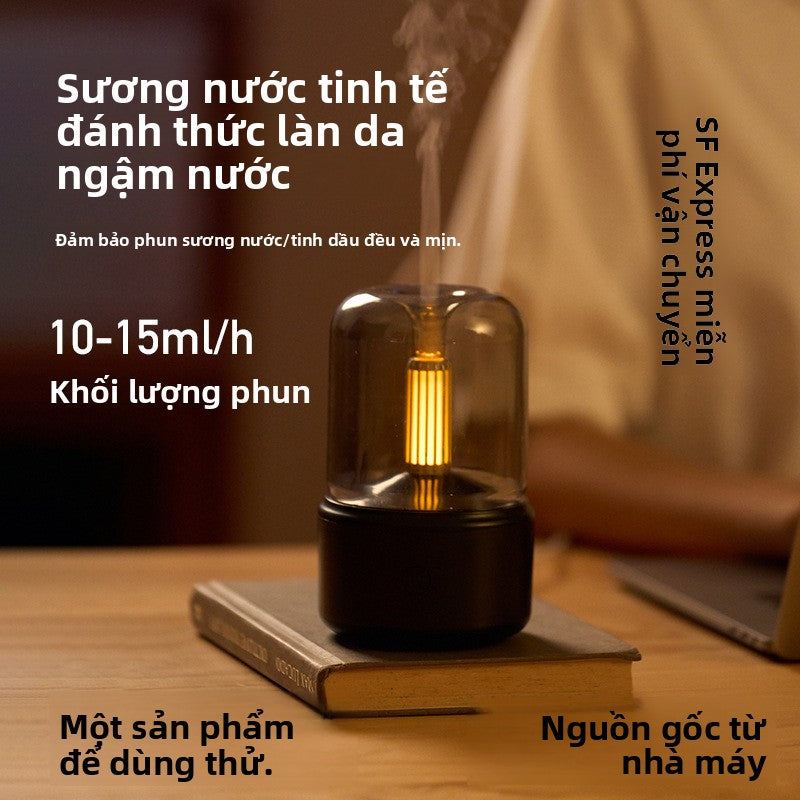 Máy xông tinh dầu mới mô phỏng máy thơm nến văn phòng khách sạn phòng ngủ đầu giường máy tạo độ ẩm ánh sán