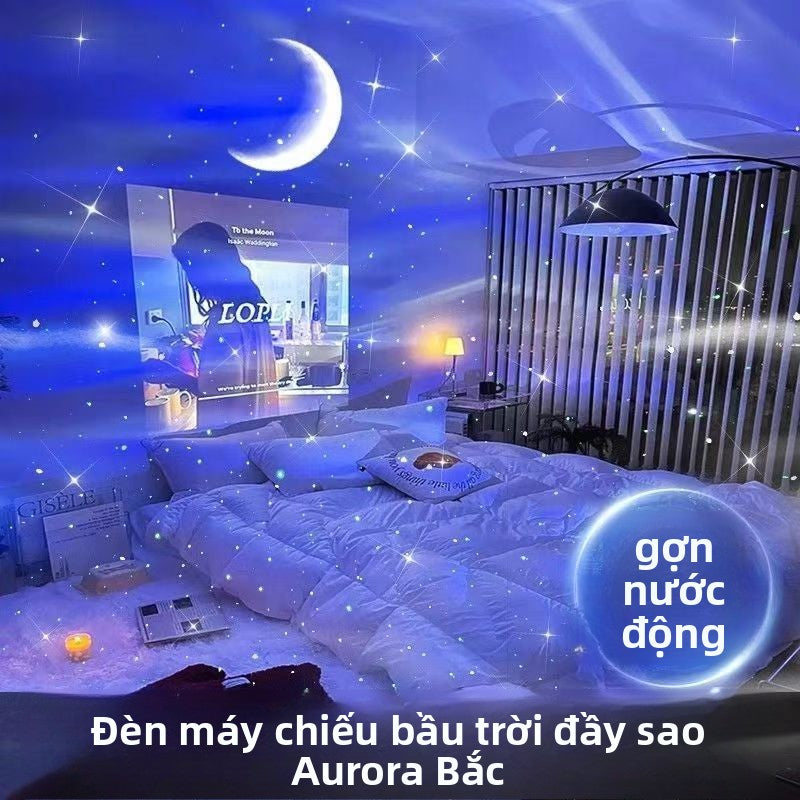 Đèn trang trí Màu đỏ ròng cùng loại đèn chiếu sao cực quang Bắc Cực quang phòng ngủ lãng mạn đầy sao quà tặng lễ h