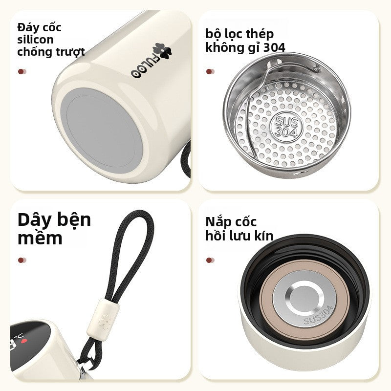 Cốc giữ nhiệt thông minh hiển thị nhiệt độ cốc giữ nhiệt dành riêng cho sinh viên tách nước trà pha trà c