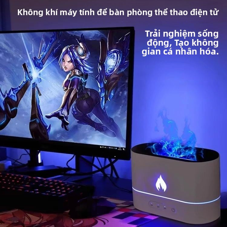 Máy phát tinh dầu mô phỏng ngọn lửa USB máy tạo độ ẩm văn phòng nhỏ ký túc xá im lặng lượng sương mù lớn đ