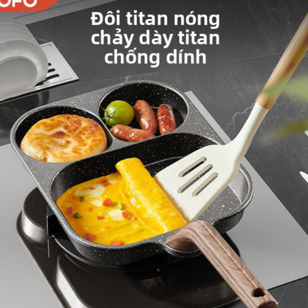 Nồi ăn sáng 3 trong 1 có nồi chiên gia đình titan bánh tráng bít tết trứng hamburger nồi nhỏ không d