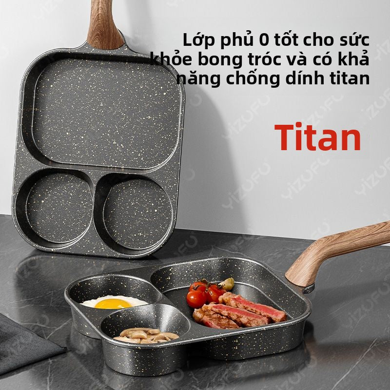 Nồi ăn sáng 3 trong 1 có nồi chiên gia đình titan bánh tráng bít tết trứng hamburger nồi nhỏ không d