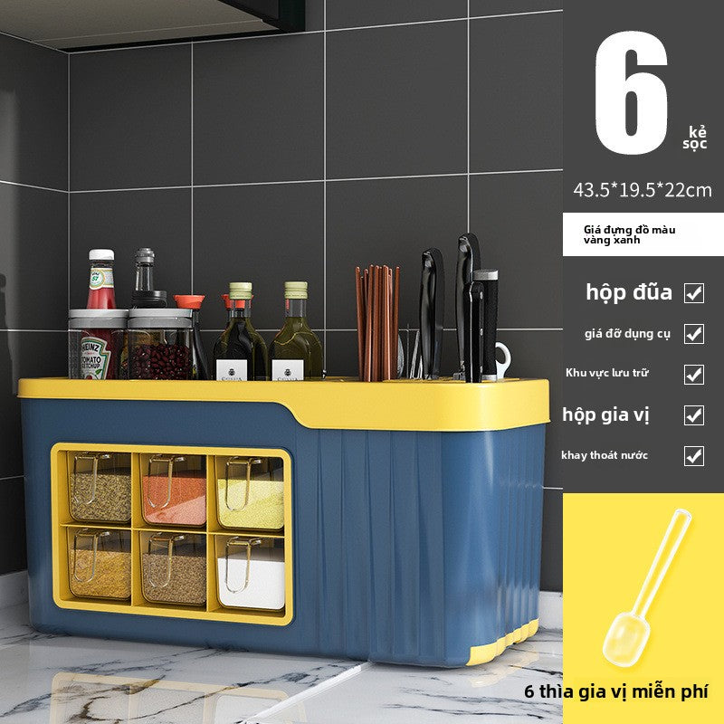 [flashsale]Hộp gia vị kết hợp bộ nhà bếp đa chức năng gia vị muối lon gia vị (Copy)