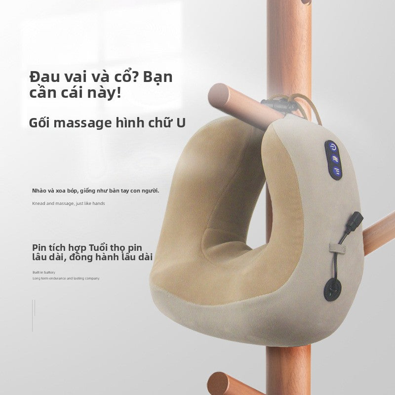 gối massage cổ gối gia đình xe cổ massage máy u loại gối nhớ cotton điện nhào cổ cột sống mas