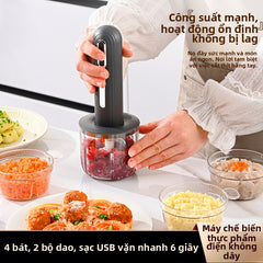Máy xay thịt điện không dây gia đình Máy nấu ăn đa chức năng nhà bếp Máy xay tỏi Máy xay thịt nhỏ Má