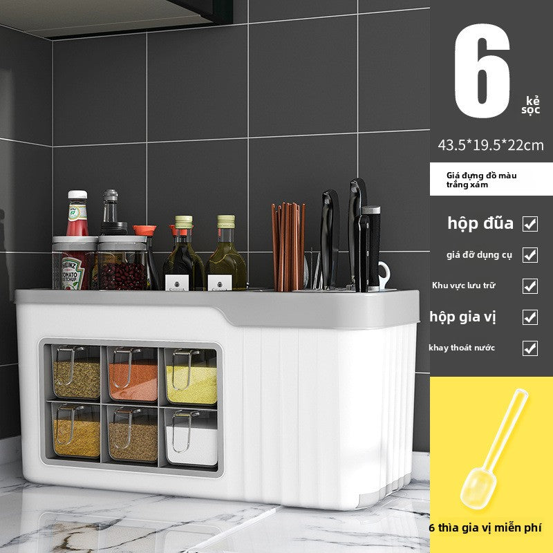 [flashsale]Hộp gia vị kết hợp bộ nhà bếp đa chức năng gia vị muối lon gia vị (Copy)