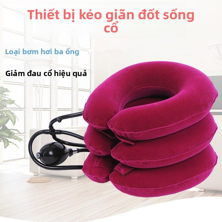 Gối bơm hơi kéo giãn đốt sống cổ, gối giảm mỏi đau vai cổ