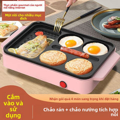 Máy làm bánh mì kẹp thịt trứng chiên không dính chảo chiên cắm điện gia đình ăn sáng bánh kếp chảo b
