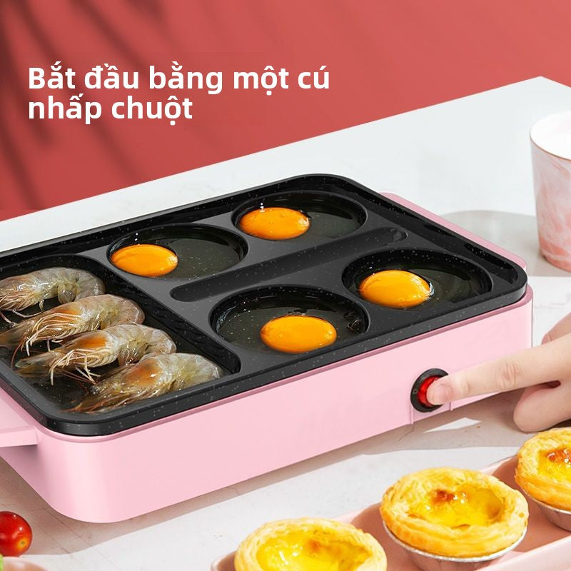 Máy làm bánh mì kẹp thịt trứng chiên không dính chảo chiên cắm điện gia đình ăn sáng bánh kếp chảo b