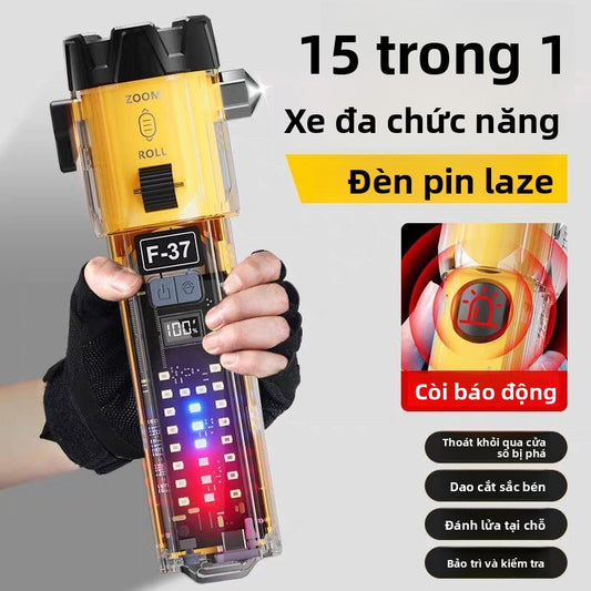 Đèn khẩn cấp ô tô Đèn chiếu sáng đa chức năng trên xe phá cửa sổ thoát hiểm an toàn búa đèn pin đèn